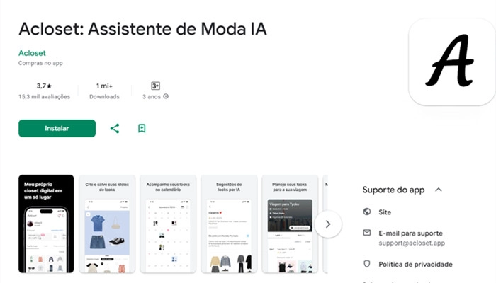 acloset app para montar looks com suas roupas grátis