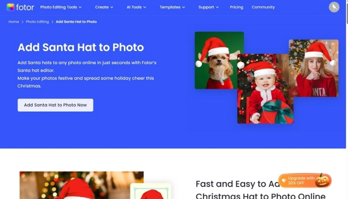 adicionar chapeu de natal em fotos