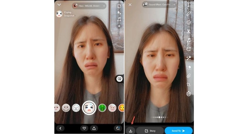 adicionar filtro de choro com snapchat