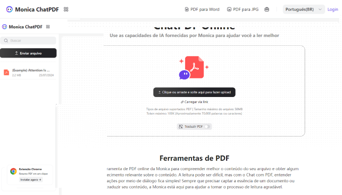 Monica ChatPDF - alternativa do ChatPDF abrangente