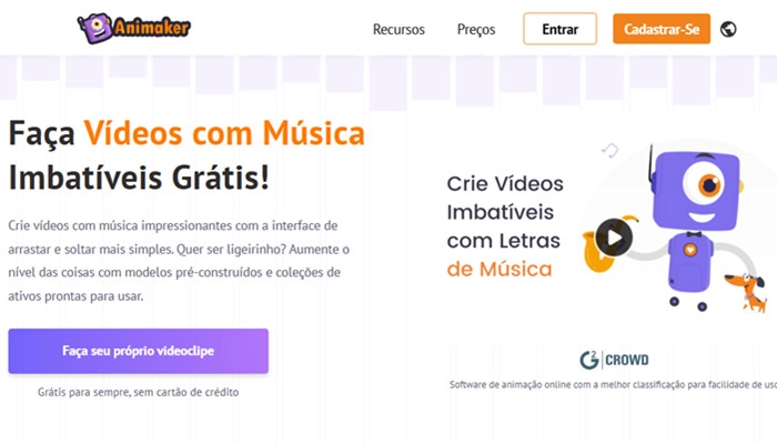 animaker criar clipe de música com ia