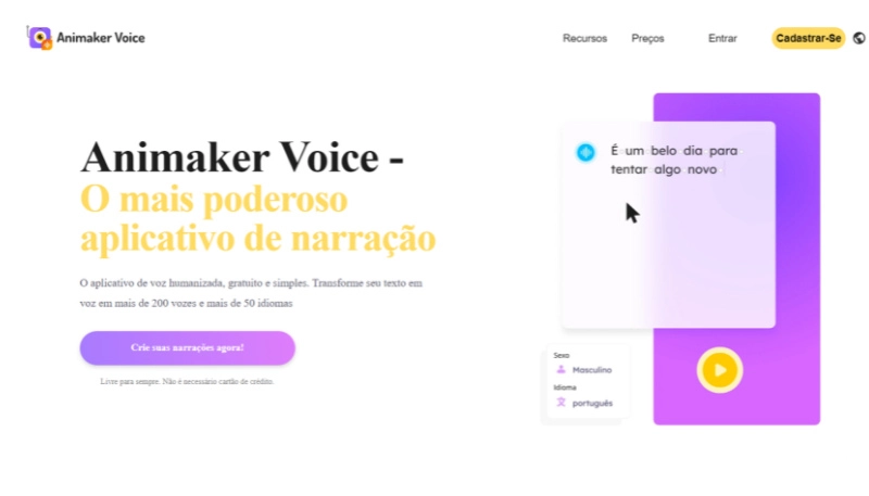 animakervoice para gerar voz de locutor online