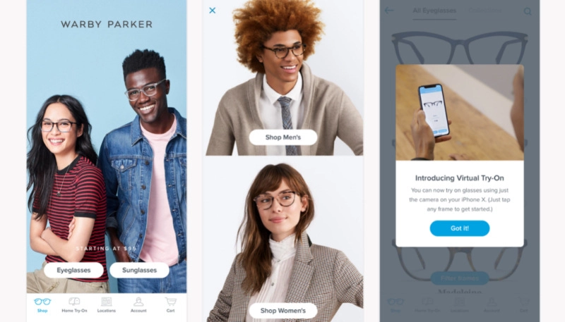 Warby Parker - app para testar óculos