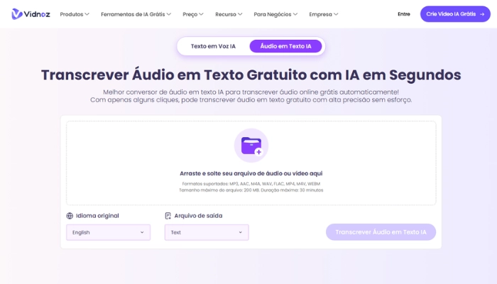 audio em texto de vidnoz