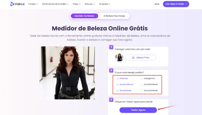 avaliação facial de vidnoz