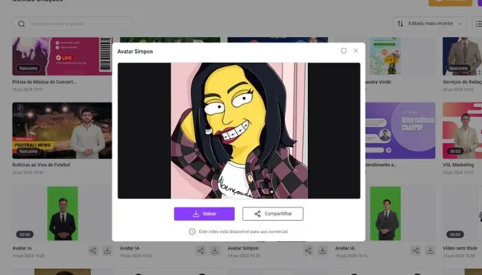 baixar e compartilhar o video com simpson falante
