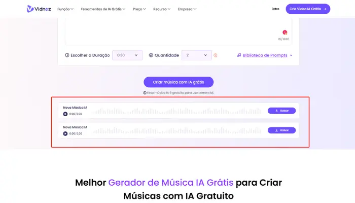 baixe a musica gerada pelo vidnoz