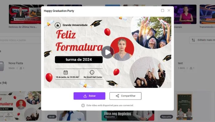 baixe e compartilhe video de formatura com vidnoz