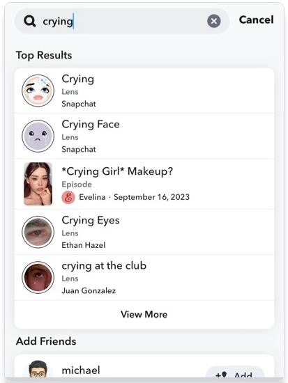 buscar filtro de choro snapchat