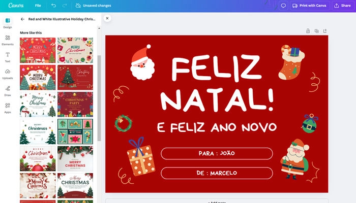 canva cartão de natal