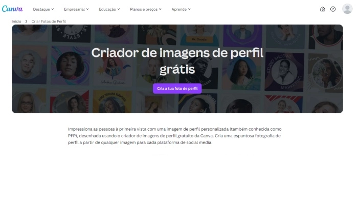 canva criador de imagens de perfil