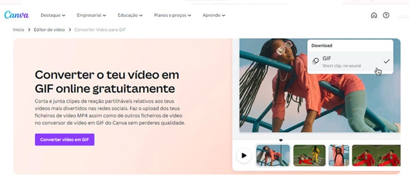 Canva-fazer gif de video