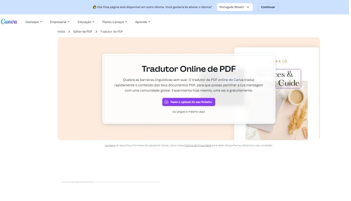 canva para traduzir arquivo pdf