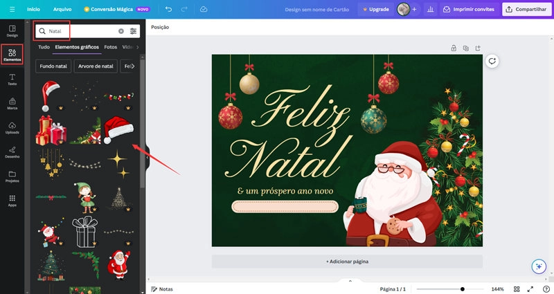 Canva personalizar carta de natal