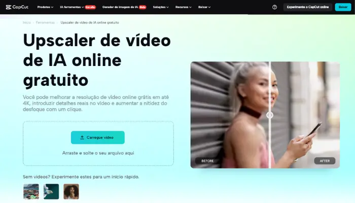 Capcut para melhorar resolução do video online gratis