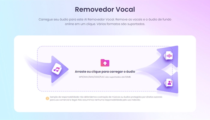 carregar música para removedor vocal Vidnoz AI