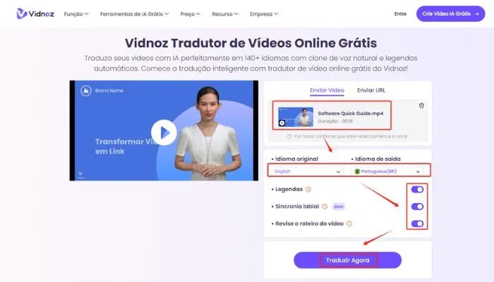 carregue video para vidnoz