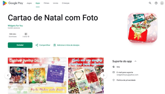 cartão de natal com foto