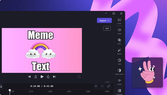 clipchamp para criar meme de video