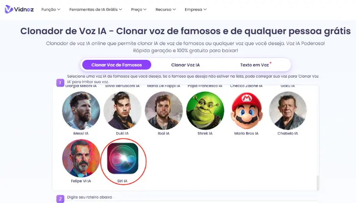 clone voz da siri com vidnoz clonador de voz ia