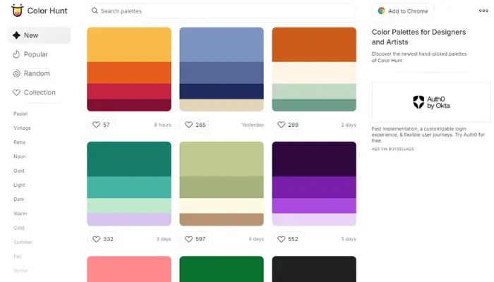 color hunt cire paleta de cores para designers