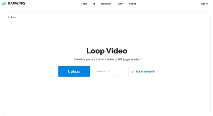 como colocar vídeos em loop com Kapwing