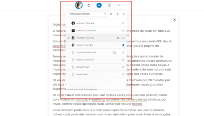 como converter texto em voz com NaturalReader passo 3