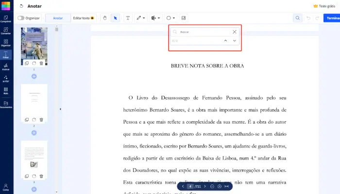 como faz para pesquisar no pdf com smallpdf