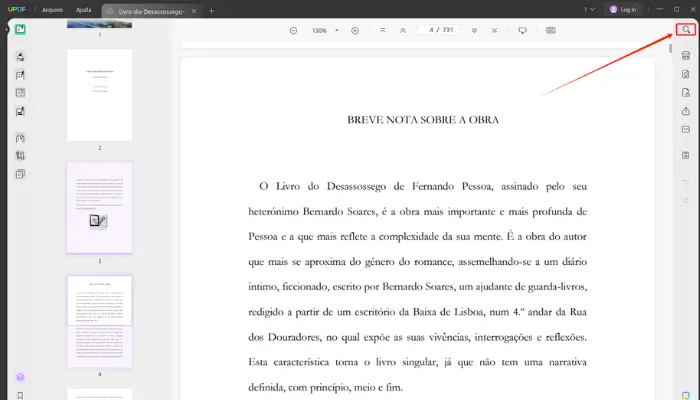 como faz para pesquisar no pdf com updf