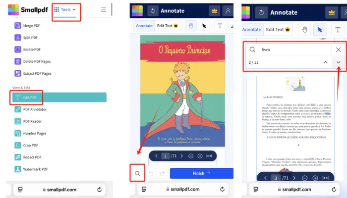 como pesquisar no pdf no celular com smallpdf
