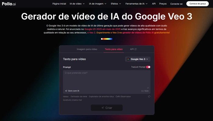 como usar veo 3 grátis em pollo ai
