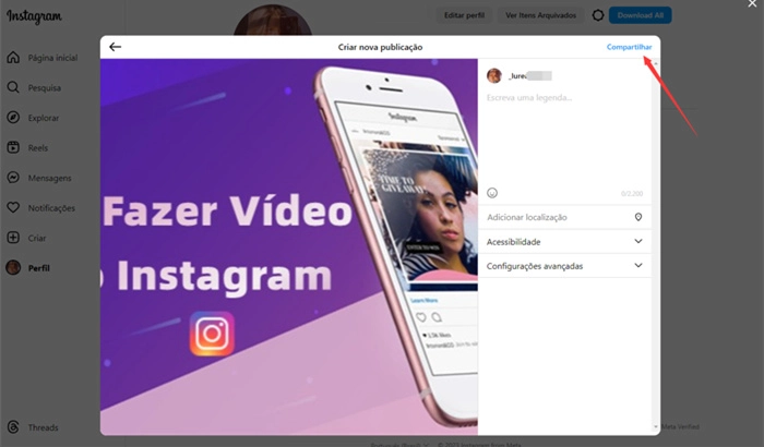 compartilhar vídeos para instagram stories