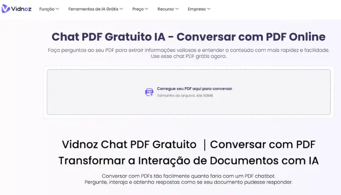 conversar com vidnoz chat pdf com ia