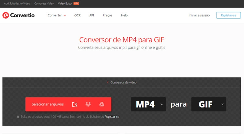 Convertio-transformar vídeo em gif online