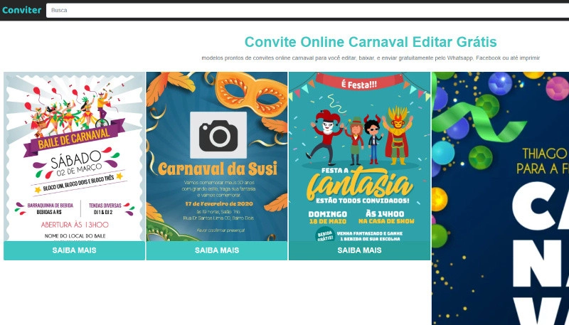 convite de aniversario carnaval para editar