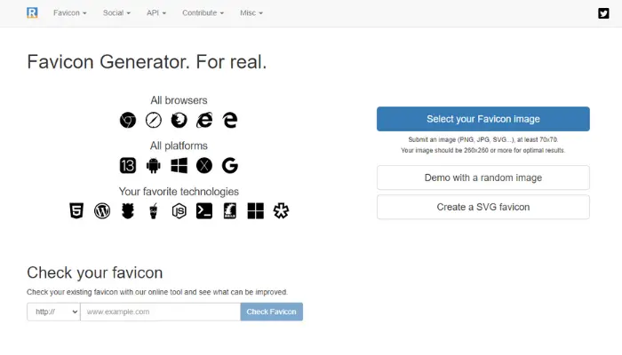 criar favicon com realfavicongenerator