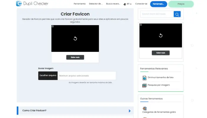criar favicon em segundos com duplichecker