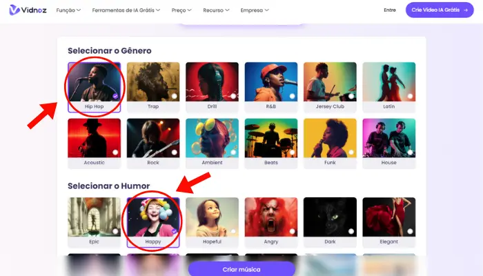 criar musicas com vidnoz com ia