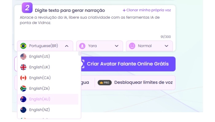 criar video com avatar falante passo 2