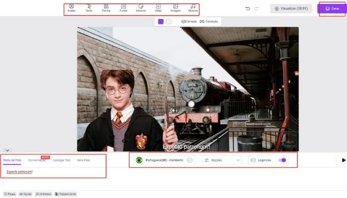 criar video com avatar harry potter