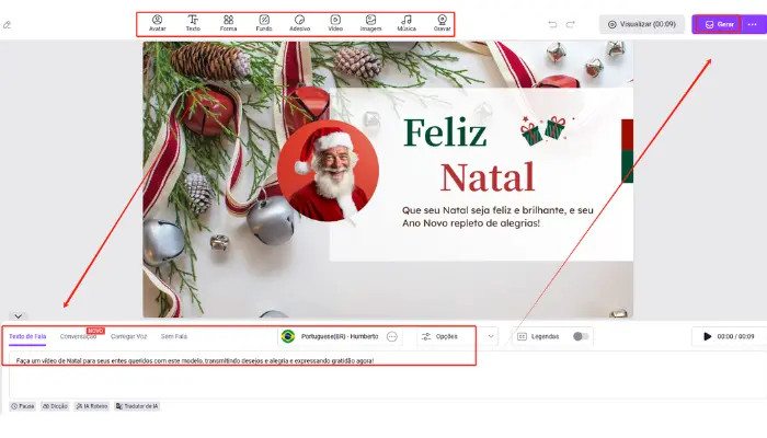 criar video de natal com vidnoz