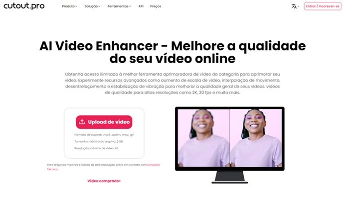 IA para Melhorar Qualidade de Vídeo Online & Grátis