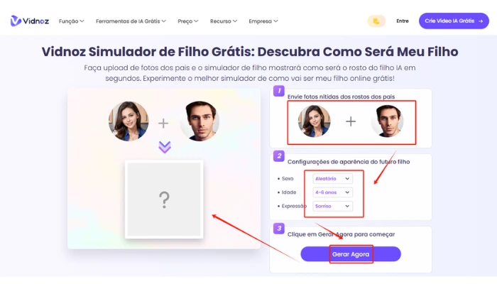 descobrir aparencia do futuro filho com vidnoz