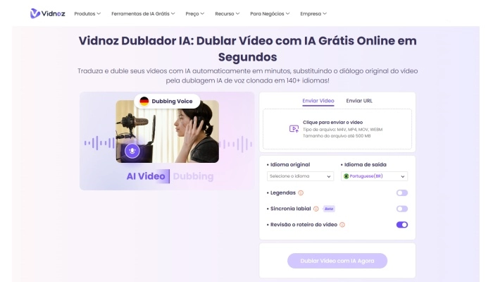dublador de audio de vidnoz
