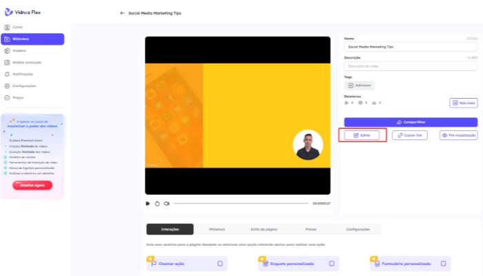 editar vídeo no Vidnoz Flex
