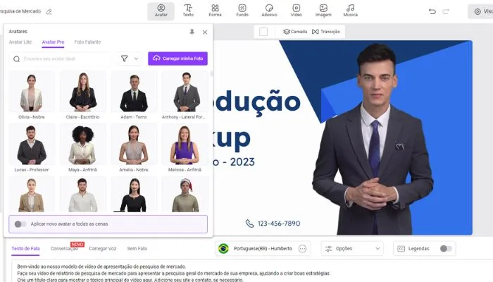 escolhe um avatar para apresentar