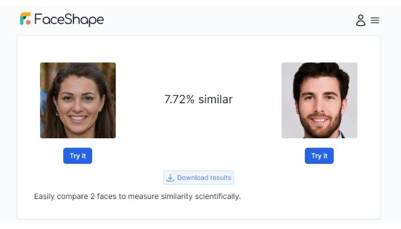 faceshape para comparar rostos online grátis