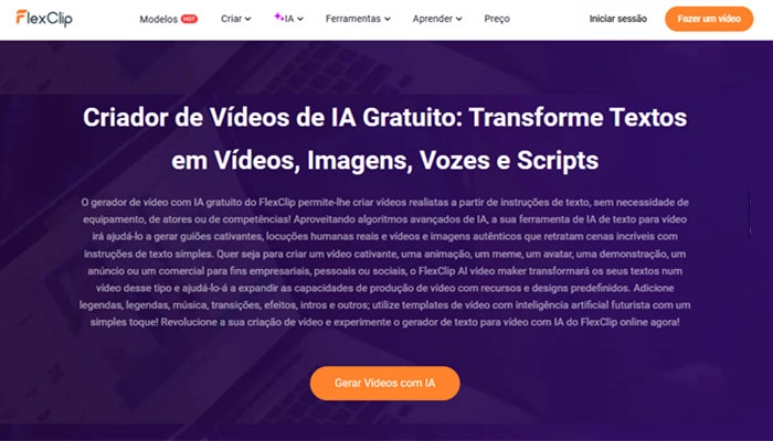 flexclip criador de vídeo de ia gratuito