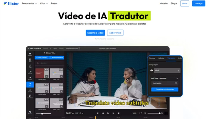 flixier tradutor de filme ia