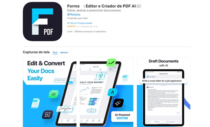 Forma-aplicativo para editar pdf